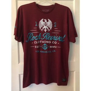 Rock Revival, Men's T Shirt, Size X Large, Burgundy/Maroon, Short Sleeves, Eagle